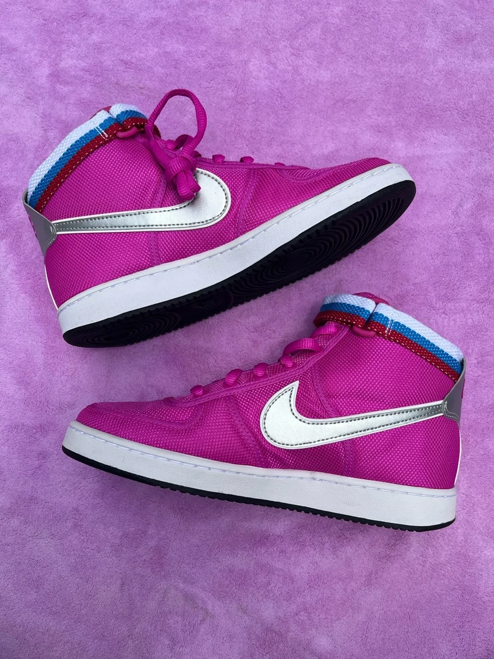 Nike Magenta High-Top Sneakers with Silver Swoosh